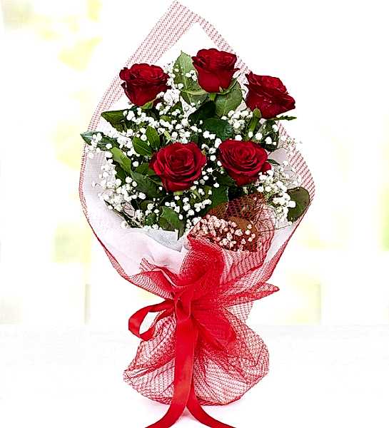 5 Adet Kırmızı Gül Buketi